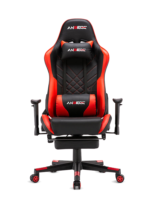 Sedia da gioco moderna, ergonomica e confortevole in pelle con poggiapiedi e poggiatesta HS-8020 